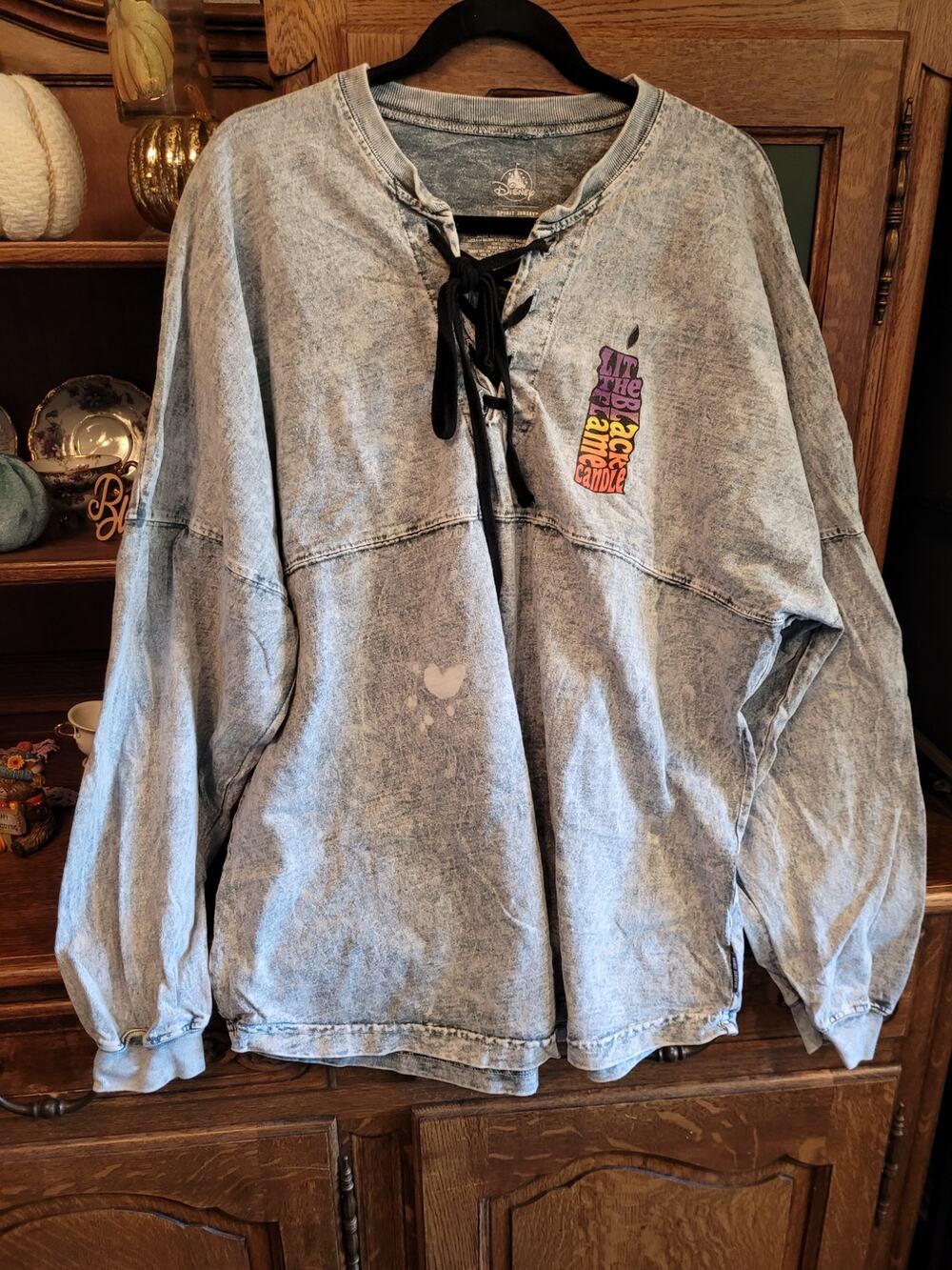 Disney Hocus Pocus Spirit Jersey XL Lit Black Flame Candle Lace Up 2018